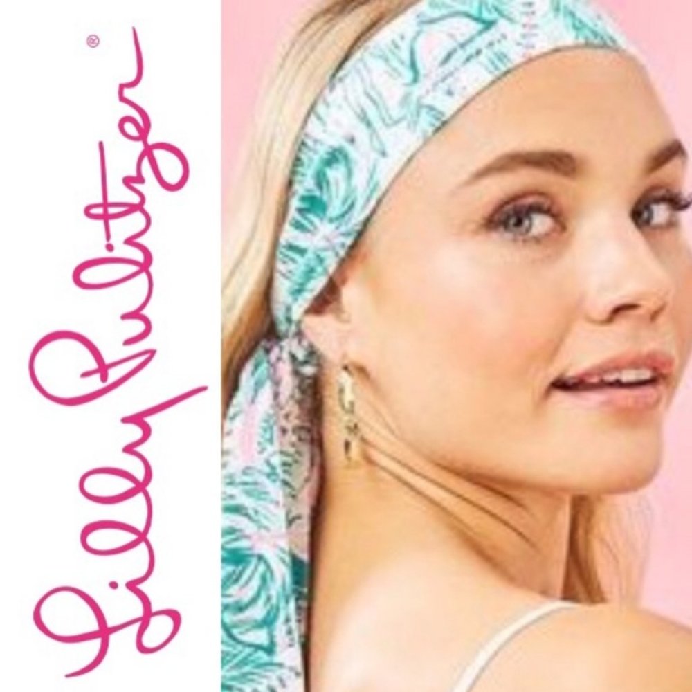 LILLY PULITZER Bright Agate Green Colorful Camelflage Head Wrap